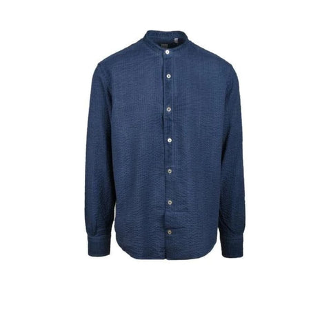 Navy Eleventy shirt with front & back buttons, urban city style