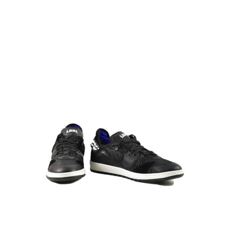 Black leather Loriblu sneakers with white soles, urban city styles
