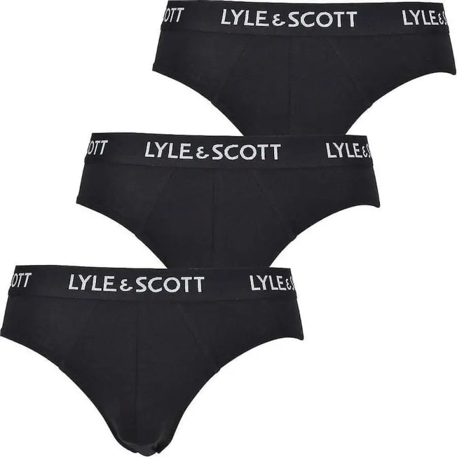 
                      
                        Lyle & Scott men underwear, 3 pack black briefs with white lettering
                      
                    