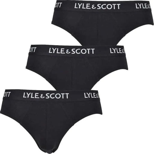 Lyle & Scott Herrenunterwäsche, 3er-Pack schwarze Slips mit weißer Schrift