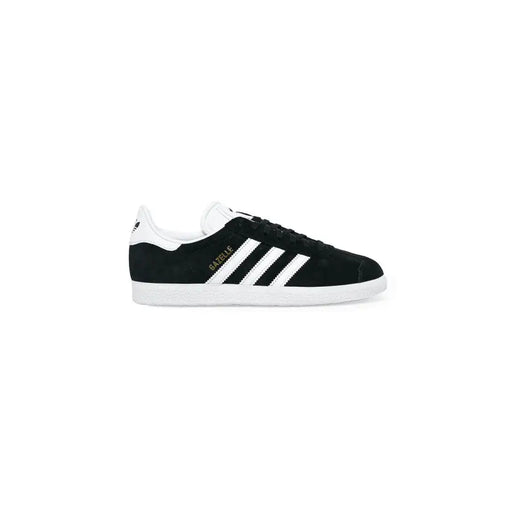 Adidas mens black suede Gazelle sneakers with white rubber sole and stripes