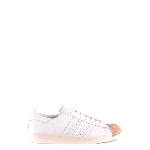Adidas Weiße, sportliche Herren-Sneaker aus Leder zum Hineinschlüpfen mit Korkkappe und cremefarbener Gummisohle