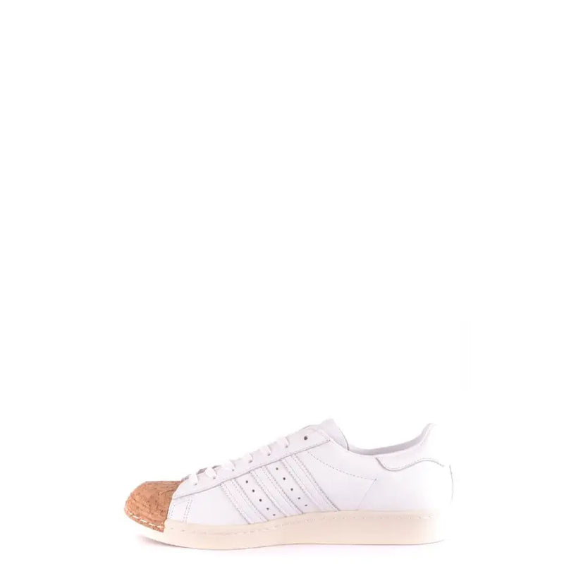 Adidas Sportlicher Herren-Sneaker aus weißem Leder zum Hineinschlüpfen mit Korkkappe und beiger Gummisohle, Modell 35571
