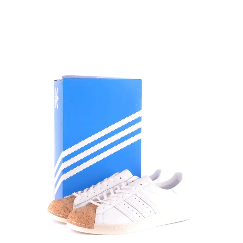 Adidas Weiße, sportliche Herren-Sneaker aus Leder zum Hineinschlüpfen mit Korkkappe und klassischem Drei-Streifen-Design