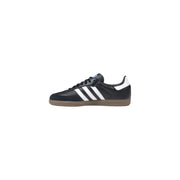 Adidas Schwarze Herren-Sneaker aus Leder, Modell Samba, mit weißen drei Streifen, Gummisohle und schwarzen Schnürsenkeln für Frühling und Sommer