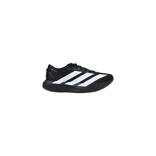 Adidas Herren-Sneaker aus schwarzem Synthetikmaterial mit drei markanten weißen Streifen, entwickelt zum Laufen