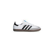Adidas Herren-Sneaker, weißes Leder, Samba-Design mit drei schwarzen Streifen, grauer Zehenkappe und Gummisohle, B75806