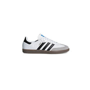 Adidas men sneakers white leather samba with black three stripes gray toe cap and gum rubber sole B75806