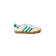 Adidas Weiße Herren-Sneaker aus Synthetik mit Schnürung, leuchtend grünen Streifen, Fersenlasche und Gummisohle