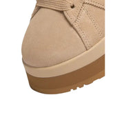 Adidas Originals Herren Campus 00er Winter-Sneaker aus beigem Leder mit Wildlederplateau, hellbrauner Gummisohle und beigen Schnürsenkeln