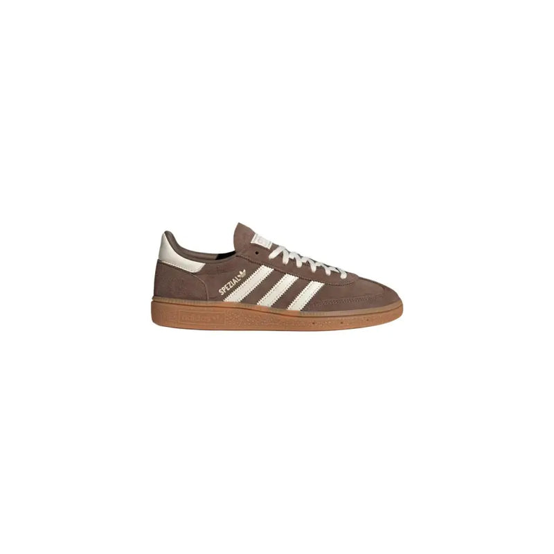 Adidas Originals Herren-Handball-Sneaker Spezial aus braunem Wildleder mit cremefarbenen Streifen und Gummisohle