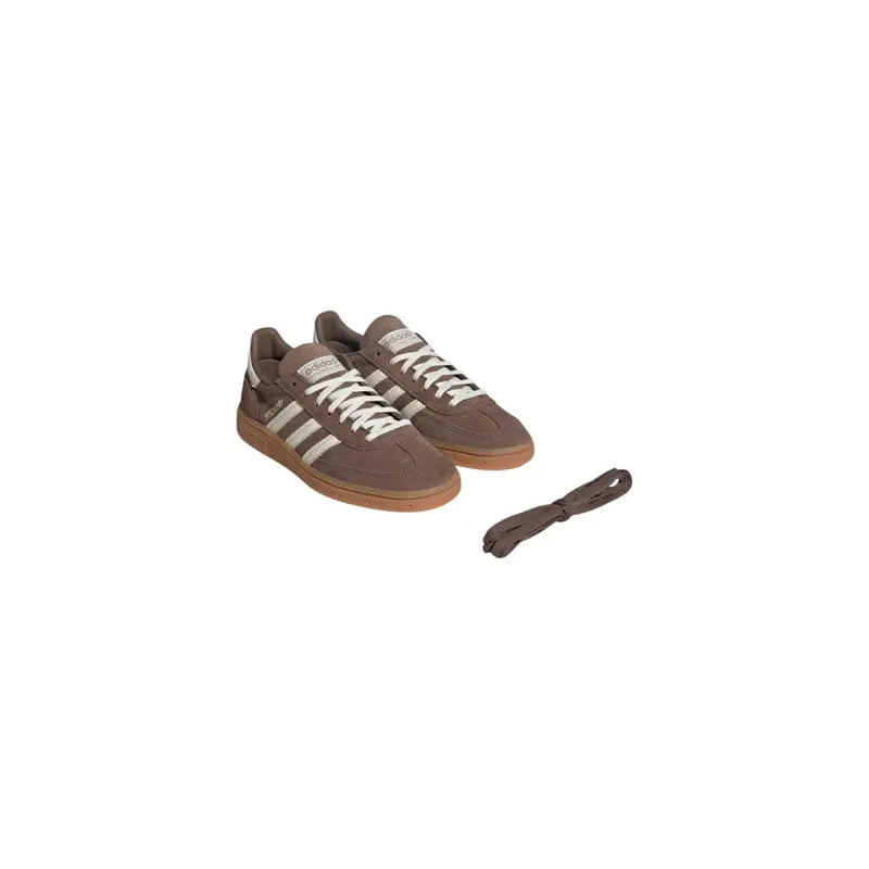 Adidas Originals Herren Handball Spezial Sneaker aus braunem Wildleder mit weißen Streifen und passenden Schnürsenkeln