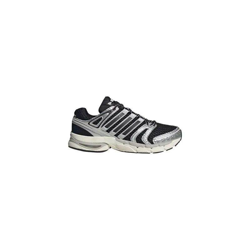 Adidas Originals men control 5 sneakers black synthetic with black silver mesh upper metallic stripes and white midsole