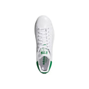 Adidas Originals Herren-Sneaker, weißes Leder, Stan Smith mit grünen Synthetik-Akzenten an Ferse und Zungenlabel