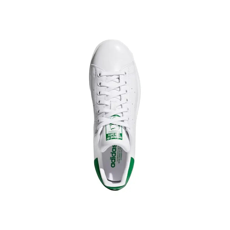 Adidas Originals Herren-Sneaker, weißes Leder, Stan Smith mit grünen Synthetik-Akzenten an Ferse und Zungenlabel