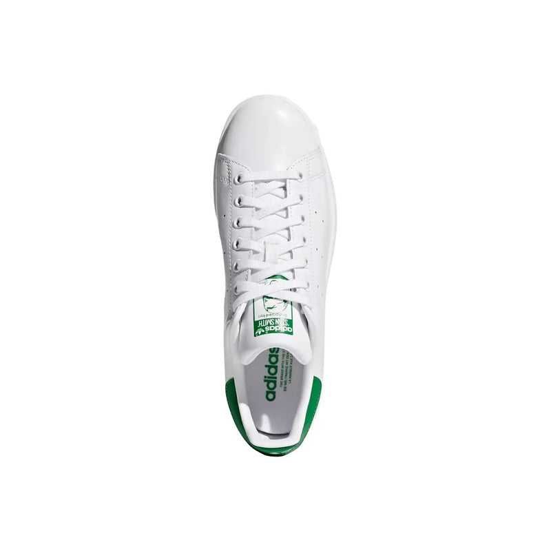 Adidas Originals men sneakers white leather stan smith with green synthetic accents on heel and tongue label