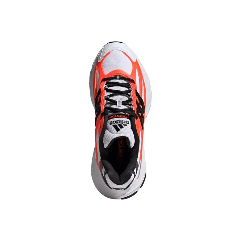 Leuchtend orange und weiß gehaltene adidas Originals Herren-Sneaker Adistar XLG 2.0 aus Synthetikmaterial mit schwarzen Schnürsenkeln und Akzenten