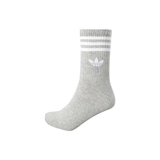 Adidas Originals Herrenunterwäsche, graue melierte Socke mit weißen drei Streifen und weißem Trefoil-Logo