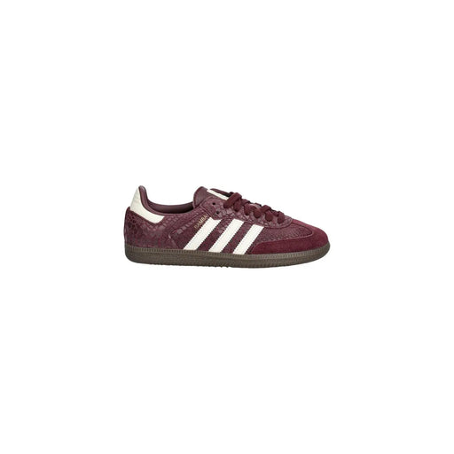 Adidas Originals Damen-Sneaker aus Leder, Bordeaux mit bordeauxrotem Wildleder-Obermaterial, strukturiertem Muster und weißen drei Streifen