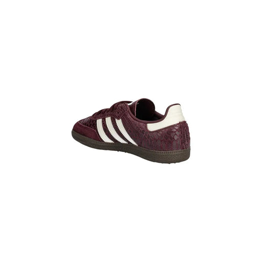 Adidas Originals Damen-Sneaker aus Leder in Bordeaux mit bordeauxroter Schlangenlederstruktur und weißen drei Streifen