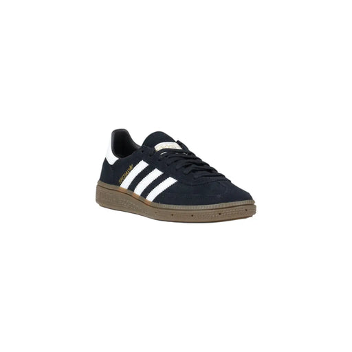 Adidas Originals Damen-Handballschuhe aus Wildleder in Schwarz mit weißen drei Streifen und Gummisohle
