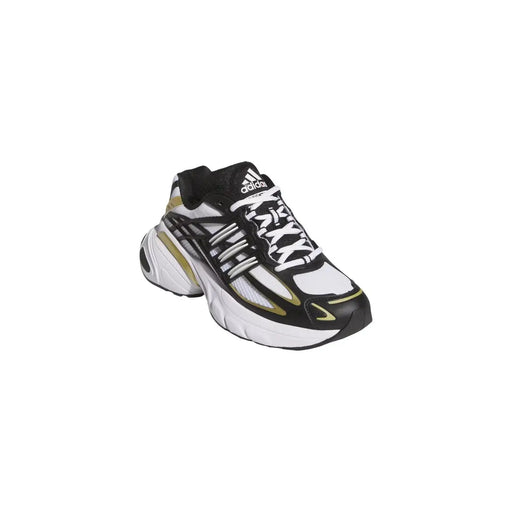 Adidas Originals Damen-Sneaker in Weiß aus Stoff und Gummi mit schwarzem und weißem Leder, goldenen Akzenten, klobiger Sohle und drei Streifen