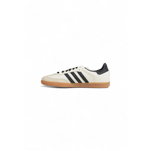 Cremefarbener adidas Samba Leder-Sneaker mit schwarzen drei Streifen und Gummisohle, Schnürschuhe für Damen
