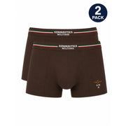Braune Aeronautica Militare Herren-Boxershorts aus Baumwolle mit dreifarbigem Bund und von vorne sichtbarem, gesticktem Logo