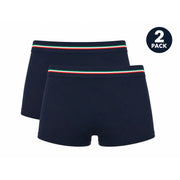 Marineblaue Aeronautica Militare Herren-Boxershorts aus Baumwolle mit grün-weiß-rotem Trikolorebund