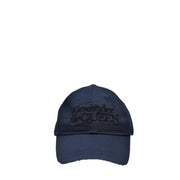 Alexander Mcqueen navy blue baseball cap featuring a dark navy blue color and black embroidered logo