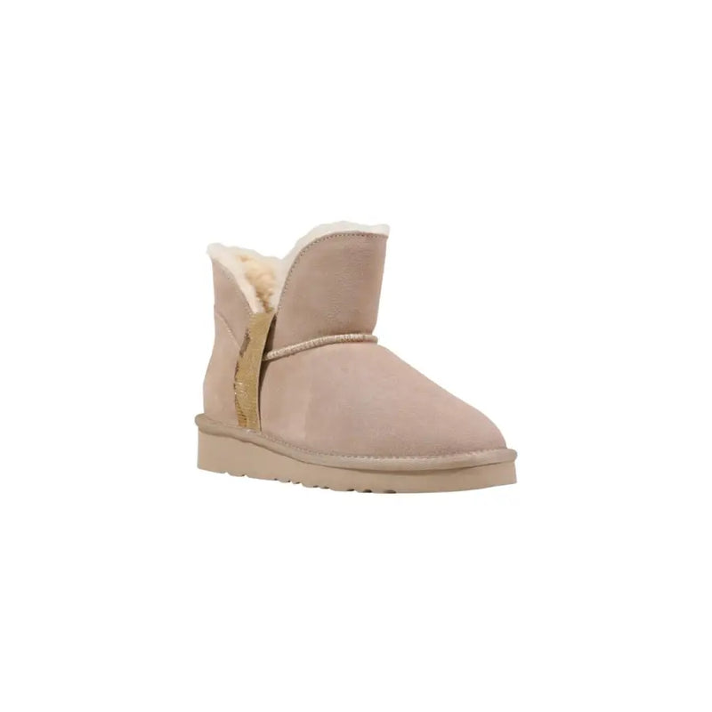 Alviero Martini Prima Classe beige Wildleder-Ankle-Boots mit Shearling-Futter