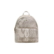 Alviero Martini Prima Classe Rucksack in Beige mit Marmormuster und Taschen