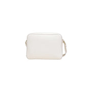 A sleek white leather crossbody bag with minimalist design and gold-tone hardware by Alviero Martini Prima Classe