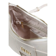 Alviero Martini Prima Classe white leather crossbody bag with gold hardware and subtle textured finish with zip closure