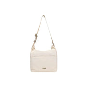 Alviero Martini Prima Classe beige cream-colored nylon shoulder bag with minimalist design and zip pocket