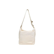 Cream-colored nylon Alviero Martini Prima Classe shoulder bag with zip pocket and adjustable strap in a minimalist design