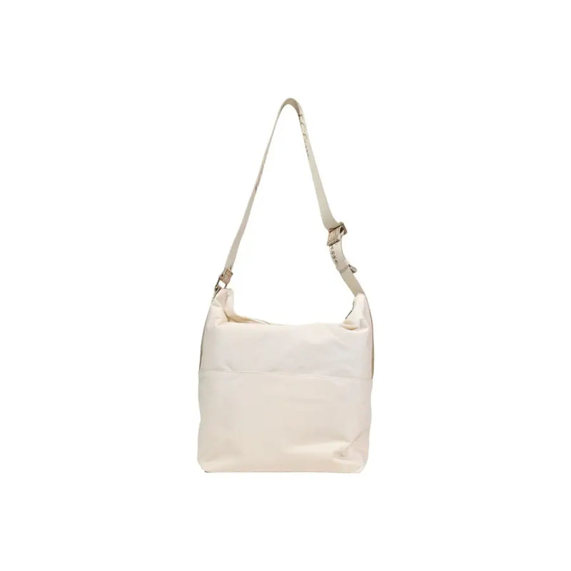 Cream-colored nylon Alviero Martini Prima Classe shoulder bag with zip pocket and adjustable strap in a minimalist design
