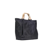 Alviero Martini Prima Classe black nylon tote bag with light-colored cork handles and zip pockets