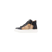 Alviero Martini Prima Classe black high-top sneakers with tan world map print