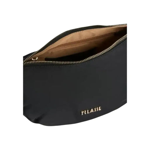 Schwarze Schultertasche von Alviero Martini Prima Classe mit elegantem Etui und goldenem Reißverschluss.