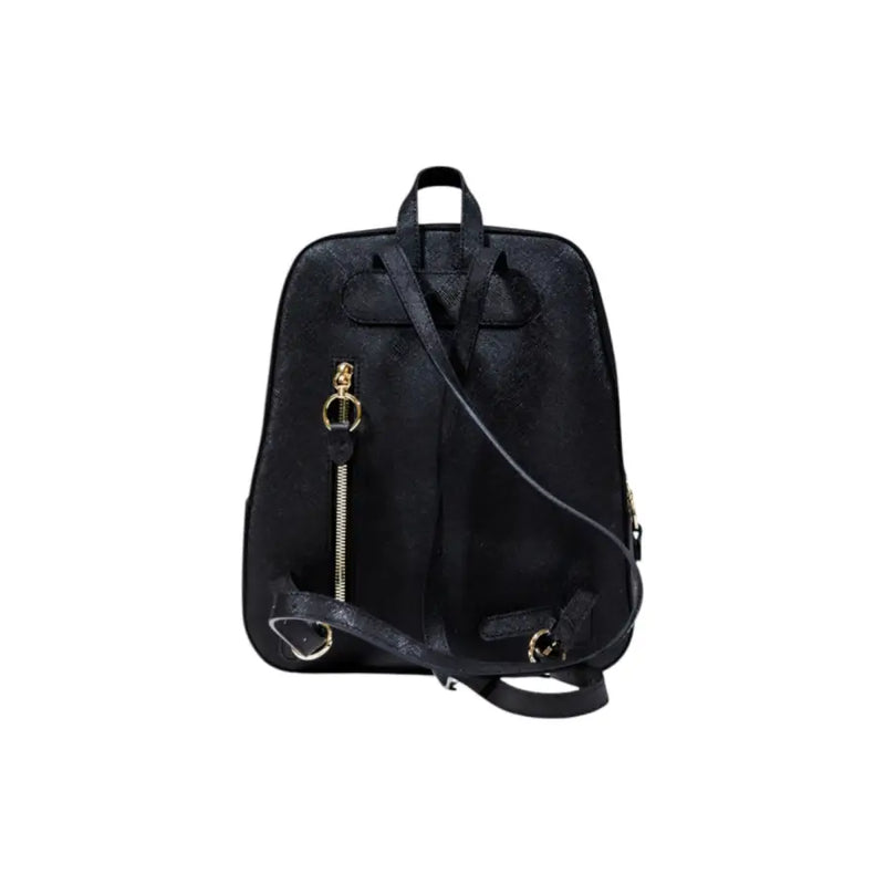 Alviero Martini Prima Classe Black Zip Women Bag with faux leather, gold hardware, and tassel zipper pull