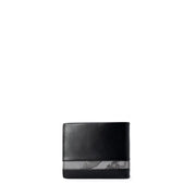 Black leather bi-fold wallet with grey map-patterned band for Alviero Martini Prima Classe