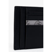 Alviero Martini prima classe men leather wallet black with textured gray fabric strip and subtle map pattern