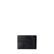 Black leather card holder by Alviero Martini Prima Classe with multiple slots and subtle embossed logo in black