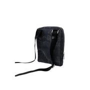 Alviero Martini Prima Classe Herren-Schultertasche, schwarz mit dezentem grauen Marmormuster und silberfarbenen Reißverschlussdetails, B 27 cm
