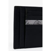 Black leather Alviero Martini Prima Classe men’s wallet with multiple card slots and grey patterned accent band