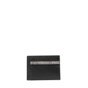 Black leather card holder with grey patterned accent stripe from Alviero Martini Prima Classe Men Wallet in Black Polyurethane