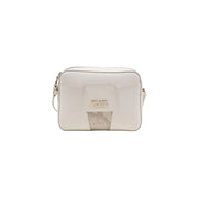 Alviero Martini Prima Classe cream klaus crossbody bag with textured leather finish and gold tone hardware