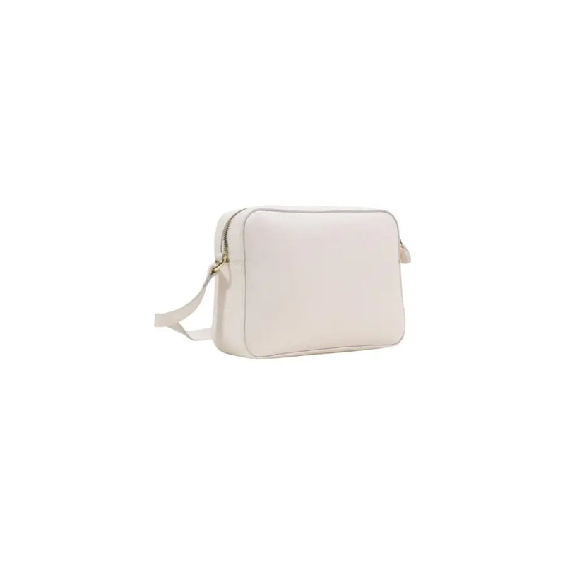 Cream-colored Alviero Martini Prima Classe rectangular crossbody bag with smooth matte finish and gold-tone zipper