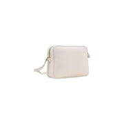 Cream-colored Alviero Martini Prima Classe rectangular crossbody bag with smooth matte finish and gold-tone zipper